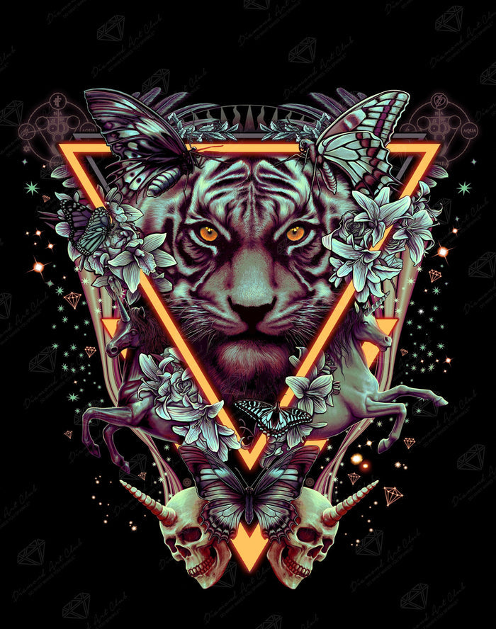 Diamond Painting Tiger Mantra 22" x 28" (55.8cm x 70.7cm) / Square with 53 Colors including 3 Iridescent ABs / 63,616