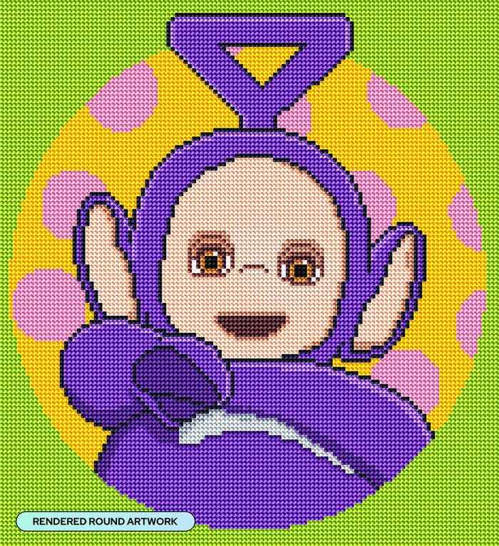 Diamond Painting Tinky Winky 13" x 14" (32.8cm x 35.9cm) / Round with 16 Colors including 1 AB Diamonds and 1 Electro Diamonds and 1 Fairy Dust Diamonds / 14,976