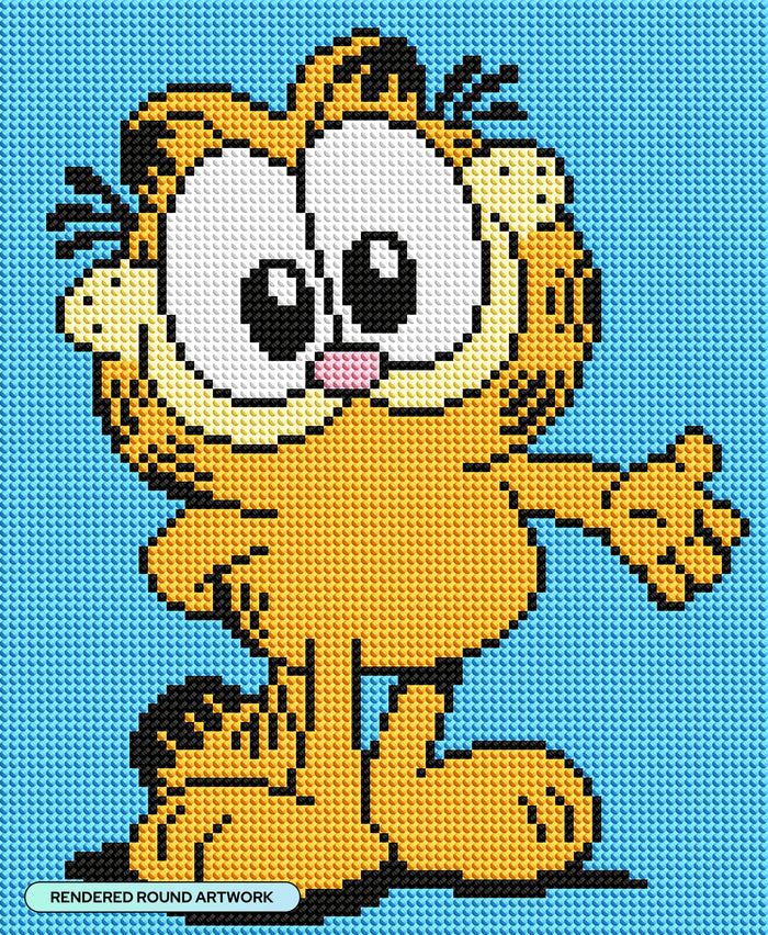 Diamond Painting Tiny Garfield 9" x 11" (22.8cm x 27.8cm) / Round with 6 Colors including 1 Fairy Dust Diamond / 8,383