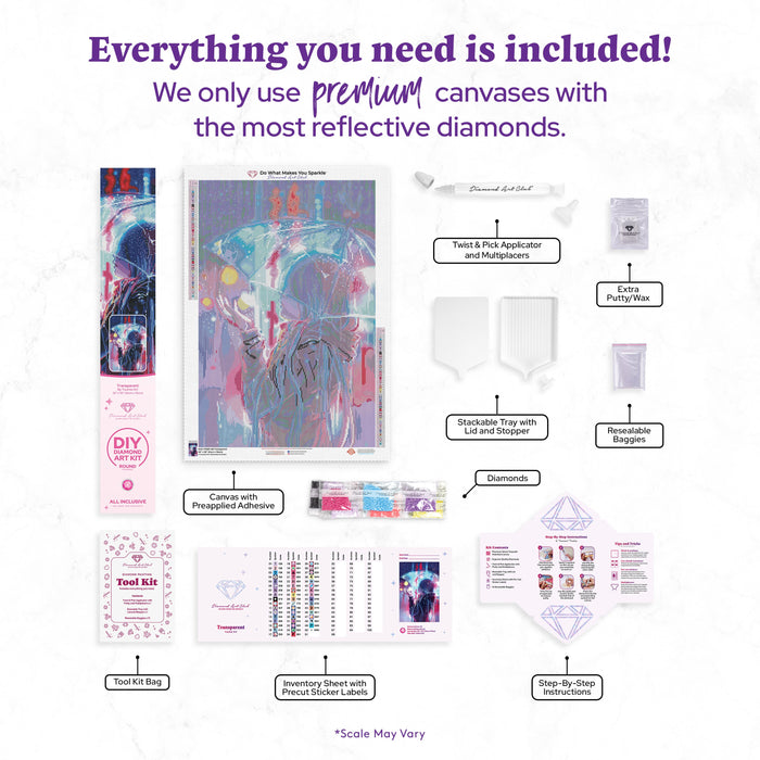 Diamond Painting Transparent 20" x 30″ (51cm x 76cm) / Round with 50 Colors including 3 ABs / 49,231