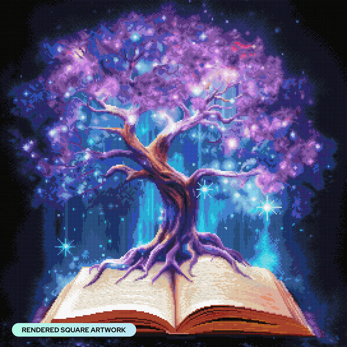 Diamond Painting Tree of Knowledge 26.7" x 26.7" (67.7cm x 67.7cm) / Square with 64 Colors including 3 ABs and 3 Fairy Dust Diamonds / 73,984