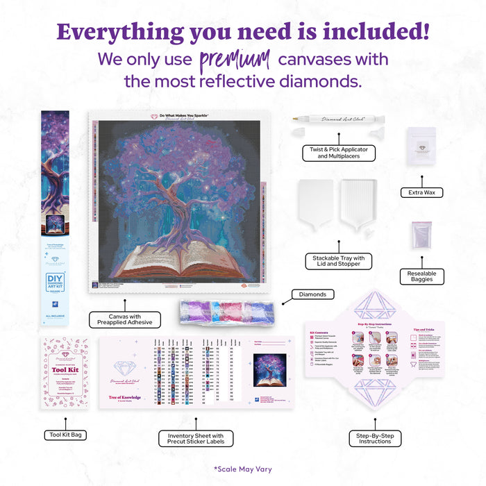 Diamond Painting Tree of Knowledge 26.7" x 26.7" (67.7cm x 67.7cm) / Square with 64 Colors including 3 ABs and 3 Fairy Dust Diamonds / 73,984