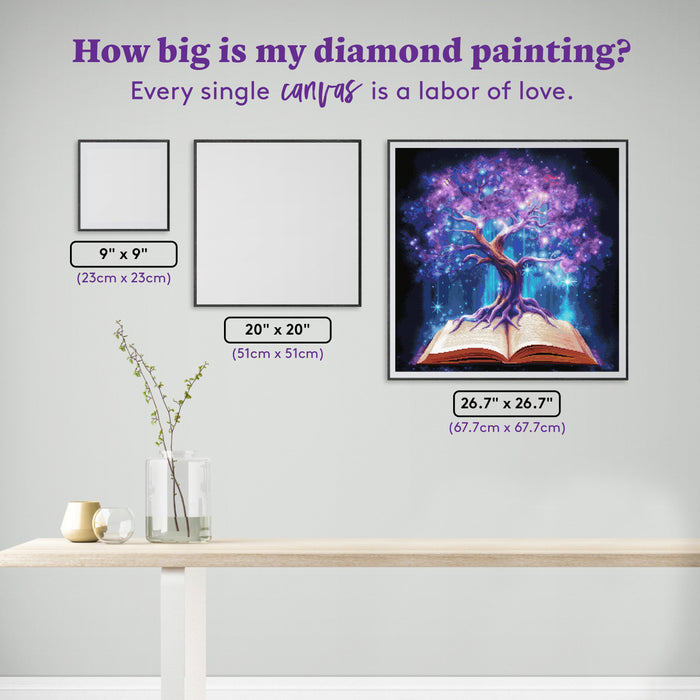 Diamond Painting Tree of Knowledge 26.7" x 26.7" (67.7cm x 67.7cm) / Square with 64 Colors including 3 ABs and 3 Fairy Dust Diamonds / 73,984
