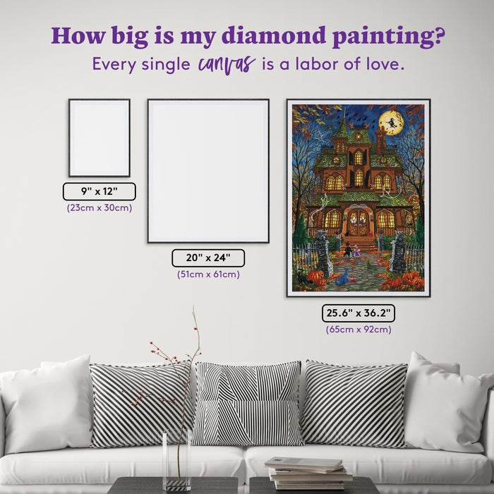 Diamond Painting Trick or Treat House 25.6" x 36.2" (65cm x 92cm) / Square with 57 Colors including 4 ABs and 1 Glow in the Dark Diamonds / 96,309