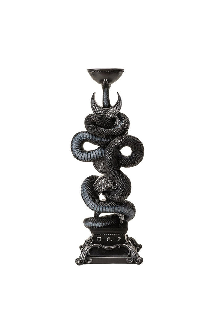 witchy black snake candle stick holder