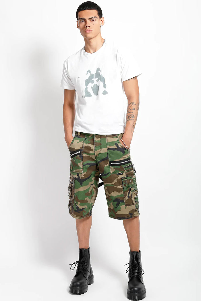 army green punk baggy cargo shorts
