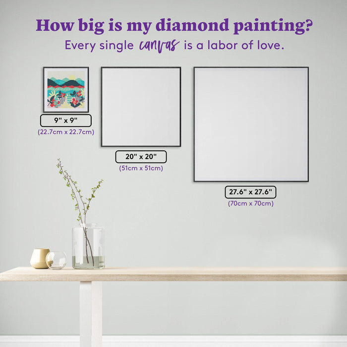Diamond Painting Tropical Landscape 9" x 9" (22.7cm x 22.7cm) / Round with 13 Colors including 2 ABs / 6,561