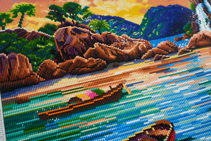 Diamond Painting Tropical Landscape 40.6" x 27.6" (103cm x 70cm) / Square with 71 Colors including 3 ABs and 3 Fairy Dust Diamonds / 116,053