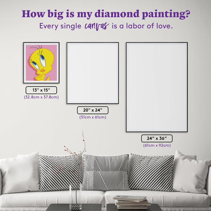 Diamond Painting Tweety Bird™ 13" x 15" (32.8cm x 37.8cm) / Round With 9 Colors Including 1 ABs and 1 Fairy Dust Diamonds / 15,795