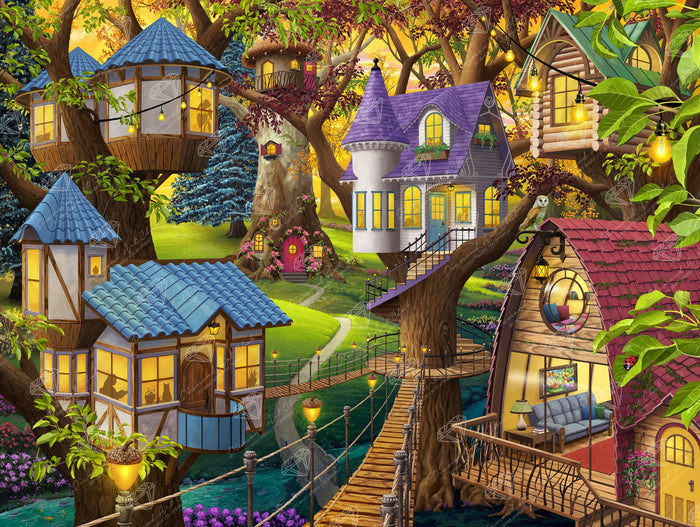 Diamond Painting Twilight in the Treetops 36.6" x 27.6" (92.8cm x 69.9cm) / Square with 65 Colors including 2 ABs and 5 Fairy Dust Diamonds / 104,813