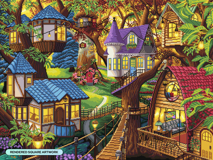 Diamond Painting Twilight in the Treetops 36.6" x 27.6" (92.8cm x 69.9cm) / Square with 65 Colors including 2 ABs and 5 Fairy Dust Diamonds / 104,813