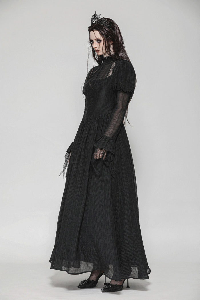 puffed shoulder long gothic witch gown