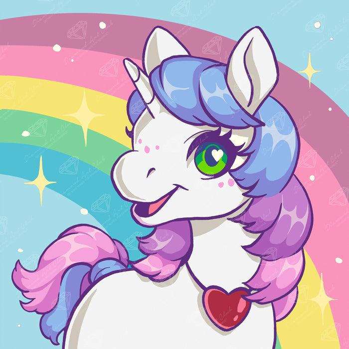Diamond Painting Unicorn Rainbow  - Holiday Market 9" x 9" (23cm x 23cm) / Round With 24 Colors Including 2 ABs / 6,724