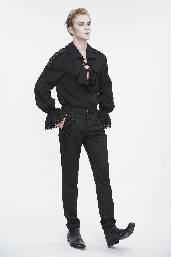 mens ruffled collar vampire top