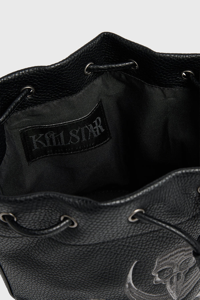 medium sized embroidered dark cottagecore bucket bag purse by killstar