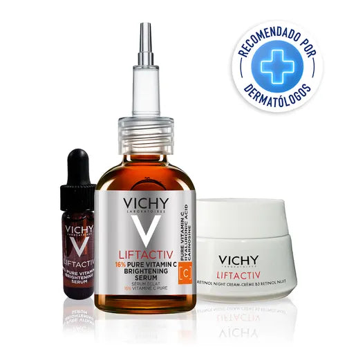Vichy Kit Liftactiv Vitamina C Serum 20ml + Retinol Crema de Noche 15ml + Serum Luminosidad 4ml