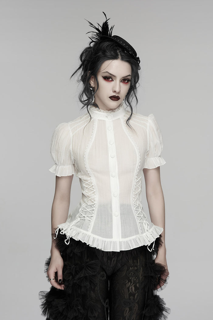 womens short sleeve gothic blouse