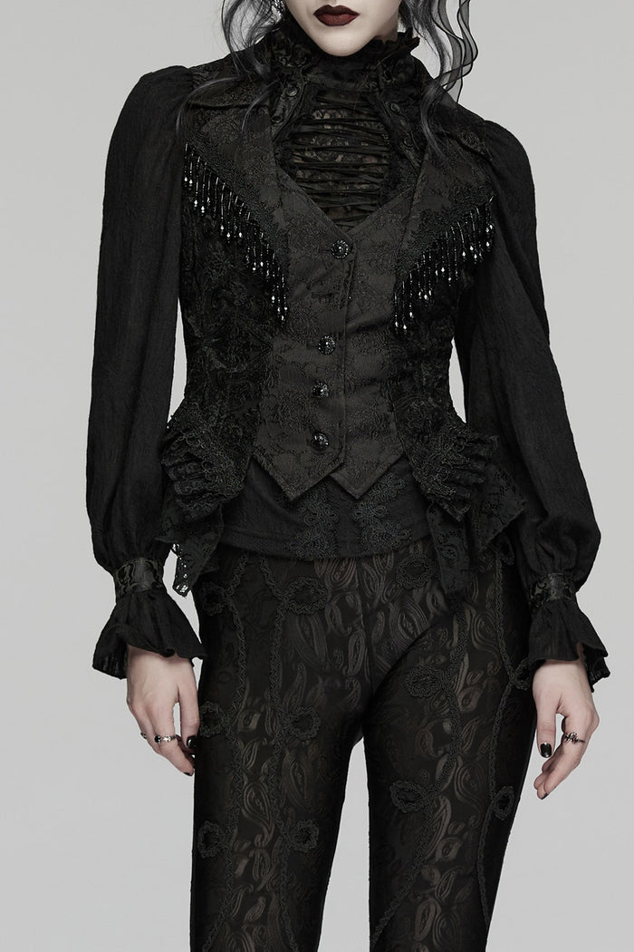 womens vampire goth romantic beaded vest