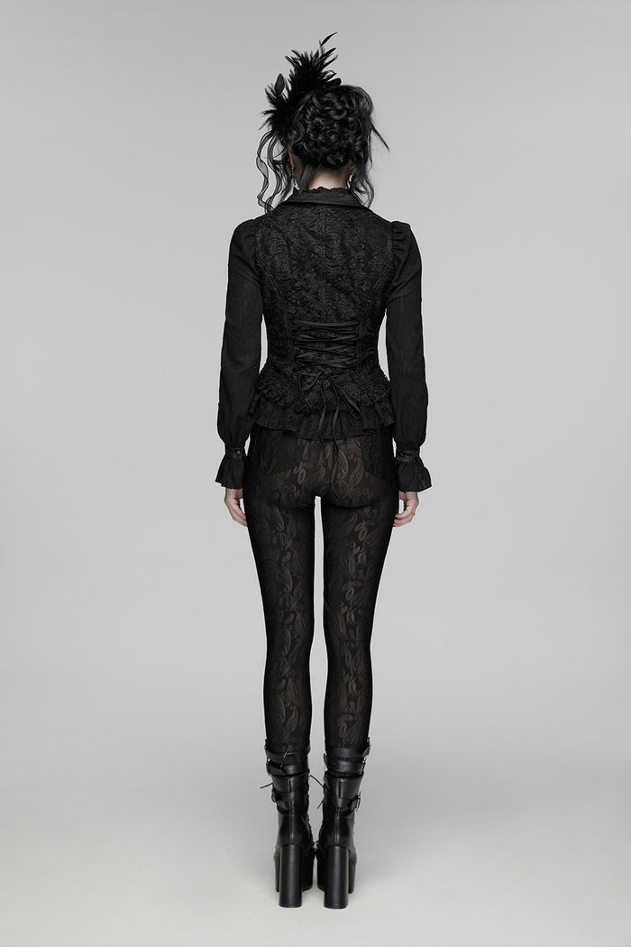 womens vampire goth romantic beaded vest with back lacing