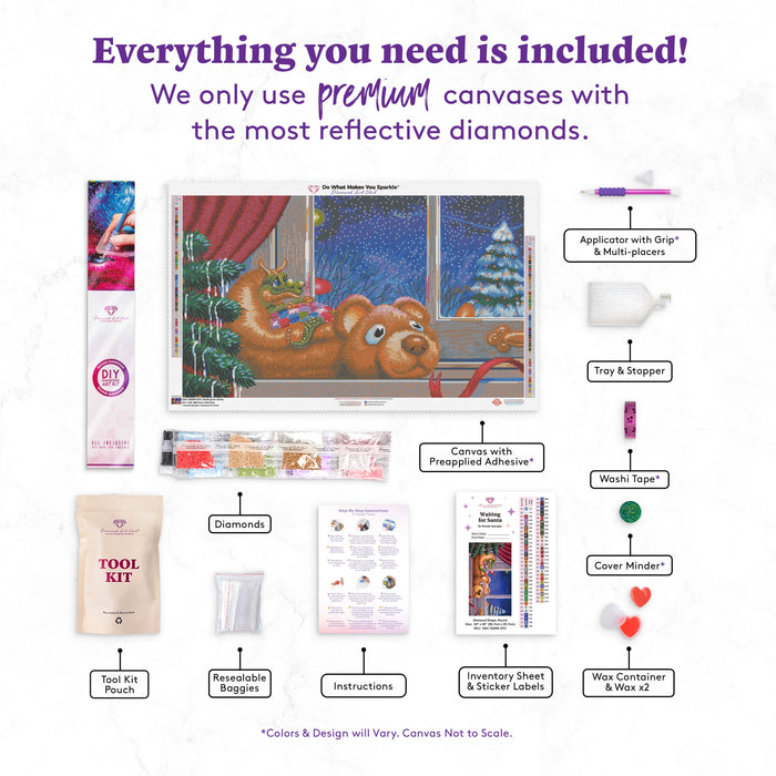 Diamond Painting Waiting for Santa 34" x 20" (85.7cm x 50.7cm) / Round with 60 Colors including 2 ABs and 2 Fairy Dust Diamonds / 55,386