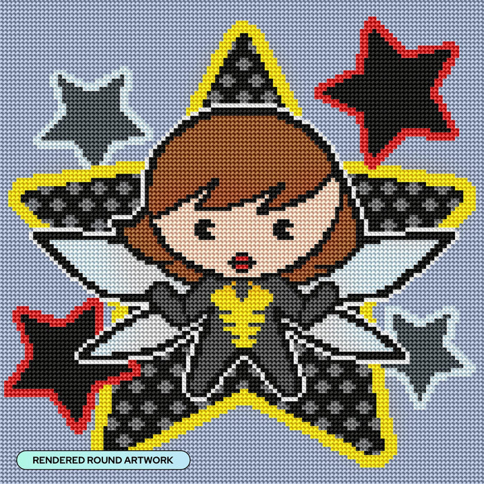 Diamond Painting Wasp™-AMZ 13" x 13" (32.8cm x 32.8cm) / Round with 10 Colors including 2 ABs and 1 Fairy Dust Diamonds / 13,689