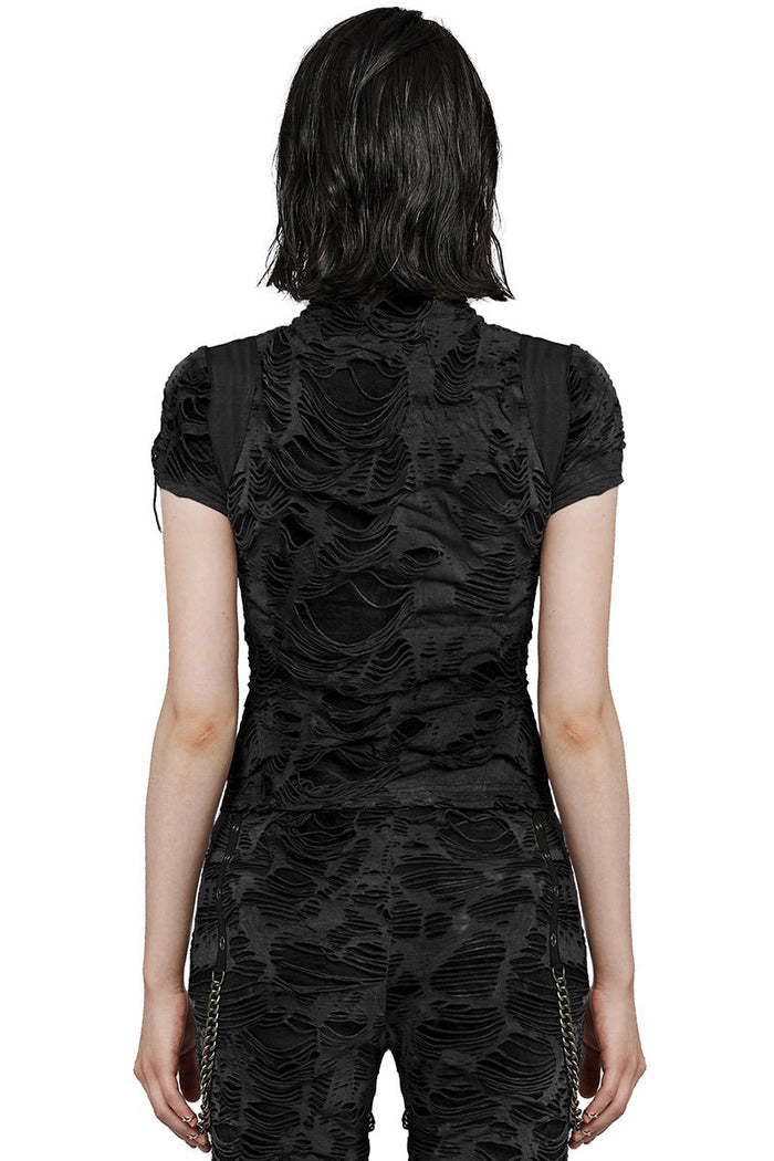 black shredded post-apocalyptic shirt