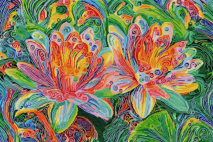 Diamond Painting Water Lilies 33" x 22" (83.7cm x 55.8cm) / Square with 54 Colors including 4 ABs / 75,264