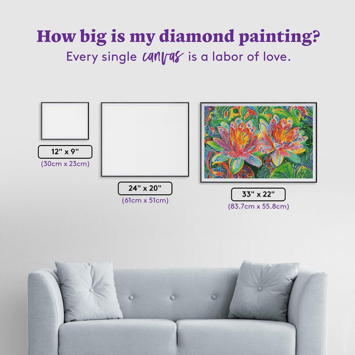 Diamond Painting Water Lilies 33" x 22" (83.7cm x 55.8cm) / Square with 54 Colors including 4 ABs / 75,264