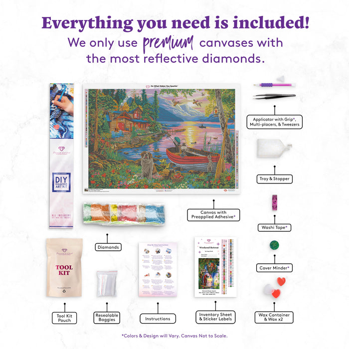 Diamond Painting Weekend Retreat 40.6" x 27.6" (103cm x 70cm) / Square with 62 Colors including 3 ABs and 3 Fairy Dust Diamonds / 116,053