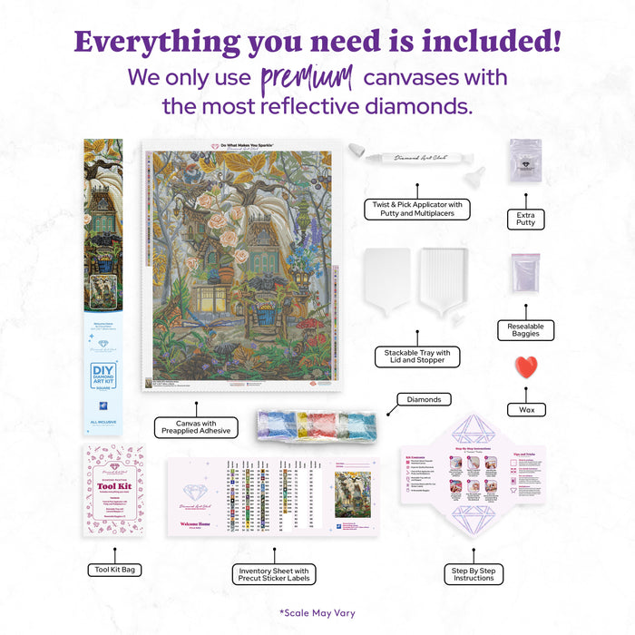 Diamond Painting Welcome Home 25.6" x 32.7" (65cm x 83cm) / Square with 63 Colors including 5 ABs and 1 Fairy Dust Diamonds / 86,913