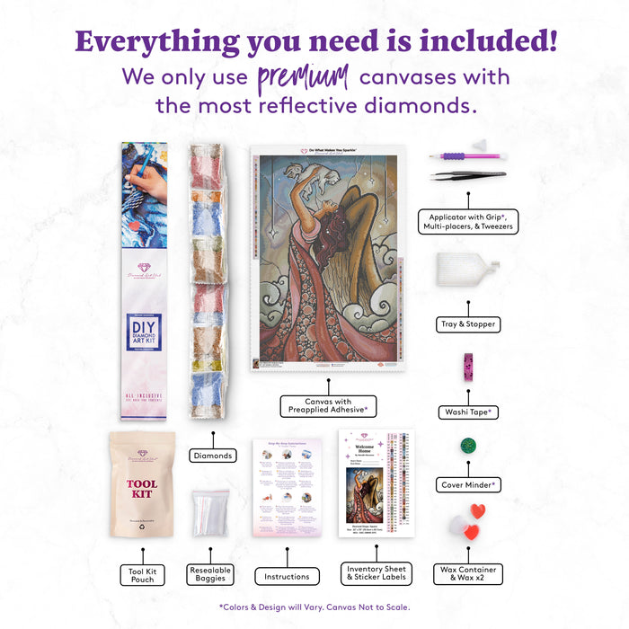 Diamond Painting Welcome Home 22" x 33" (55.8cm x 83.7cm) / Square with 64 Colors including 2 ABs and 1 Iridescent Diamonds and 1 Glow in the Dark Diamonds and 1 Fairy Dust Diamonds / 75,264