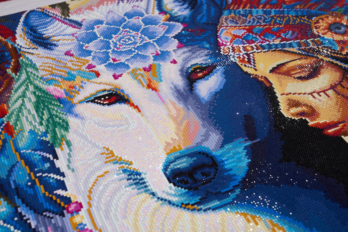 Diamond Painting Native Princess 38.6" x 27.6" (98cm x 70cm) / Square with 71 Colors including 4 ABs and 3 Fairy Dust Diamonds / 110,433