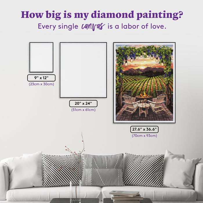 Diamond Painting Wine at Sunset 27.6" x 36.6" (70cm x 93cm) / Square with 73 Colors including 1 AB and 3 Fairy Dust Diamonds / 104,813