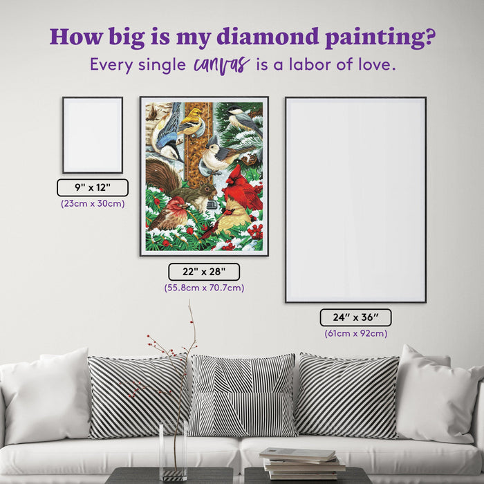 Diamond Painting Winter Friends 22" x 28" (55.8cm x 70.7cm) / Square with 64 Colors including 3 ABs and 1 Fairy Dust Diamonds / 63,616