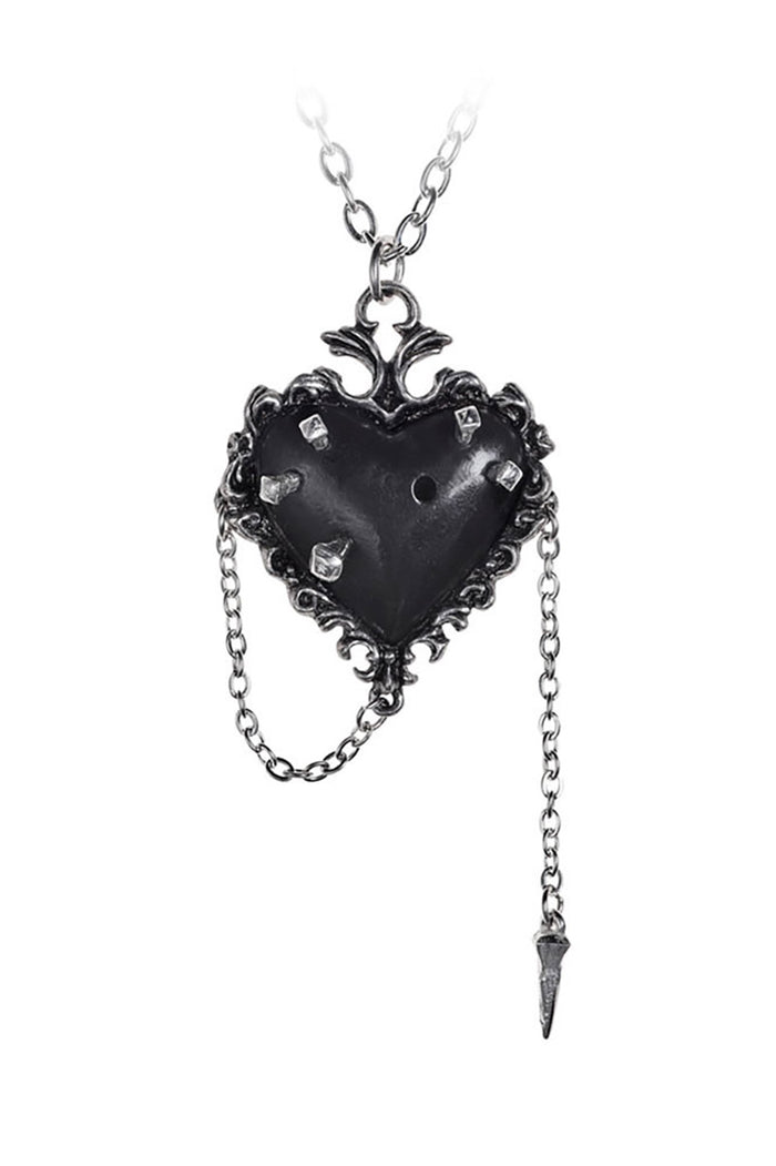 ornate romantic goth black heart punk necklace