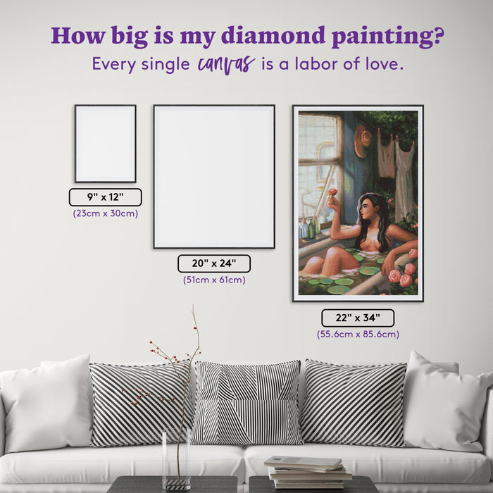 Diamond Painting Witch's Bath 22" x 34" (55.6cm x 85.6cm) / Round With 65 Colors Including 2 ABs and 3 Fairy Dust Diamonds / 62,822