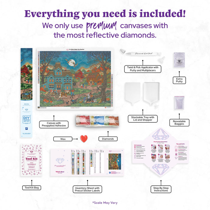 Diamond Painting Witch's Brew 35.4" x 27.6" (90cm x 70cm) / Square with 62 Colors including 4 ABs and 1 Fairy Dust Diamonds / 101,441