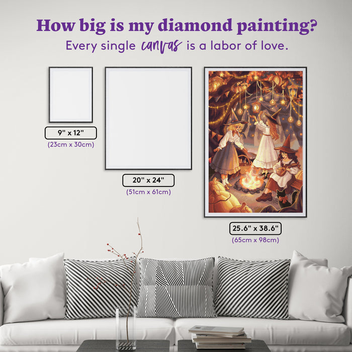 Diamond Painting Witch's Fall Festival 25.6" x 38.6" (65cm x 98cm) / Square with 49 Colors including 1 AB and 1 Iridescent Diamond and 2 Fairy Dust Diamonds / 102,573