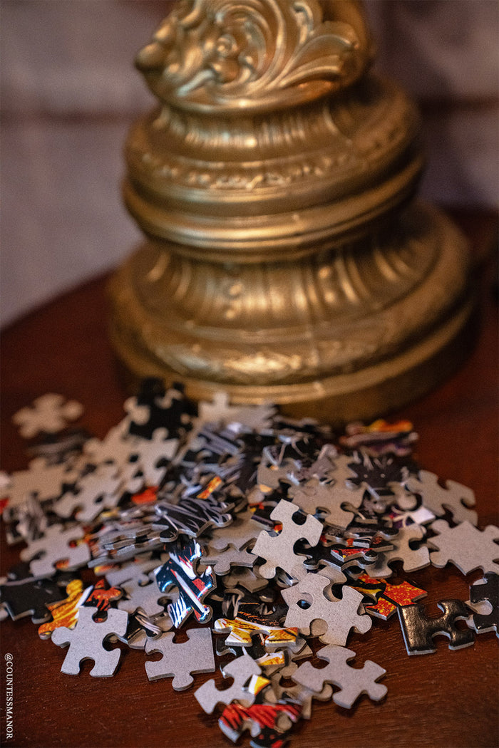 puzzle pieces for a gothic adult puzzle