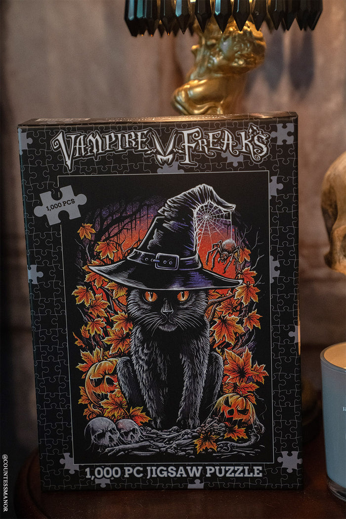 gothic creepy black witchy hat halloween puzzle