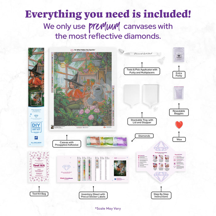 Diamond Painting Witch's  Greenhouse 22" x 28″ (56cm x 71cm) / Square With 58 Colors Including 4 ABs / 62,101
