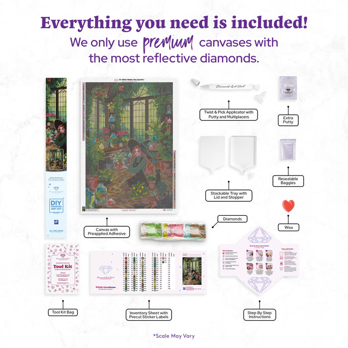 Diamond Painting Witchy Greenhouse 27.6" x 39.8" (69.9cm x 100.8cm) / Square with 71 Colors including 1 AB and 7 Fairy Dust Diamonds / 113,805