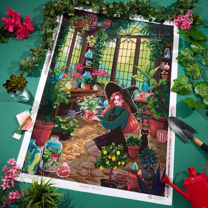 Diamond Painting Witchy Greenhouse 27.6" x 39.8" (69.9cm x 100.8cm) / Square with 71 Colors including 1 AB and 7 Fairy Dust Diamonds / 113,805