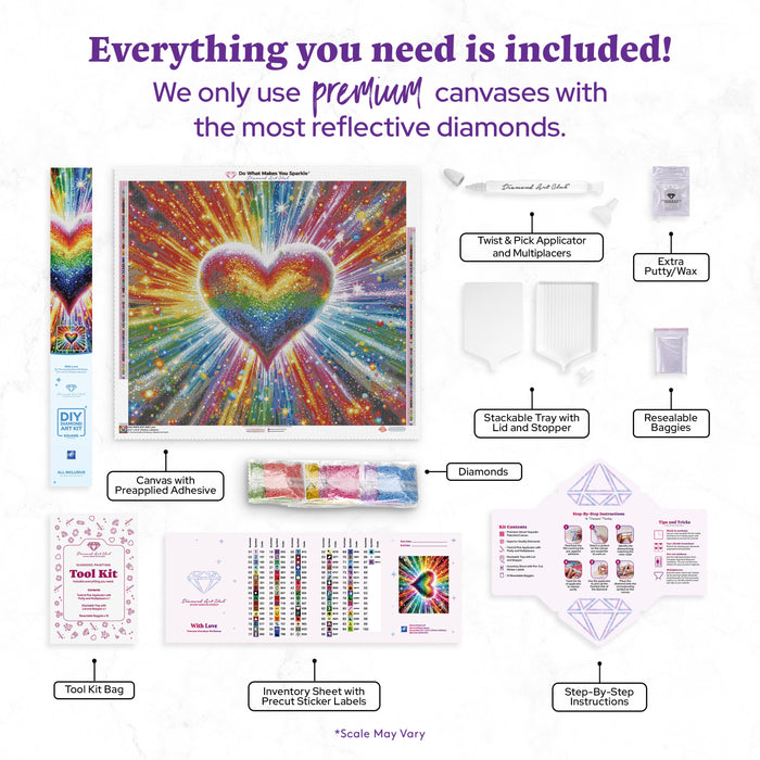 Diamond Painting With Love 31.5" x 27.6" (79.9cm x 69.9cm) / Square with 87 Colors including 5 ABs and 1 Electro Diamond and 6 Fairy Dust Diamonds / 90,201