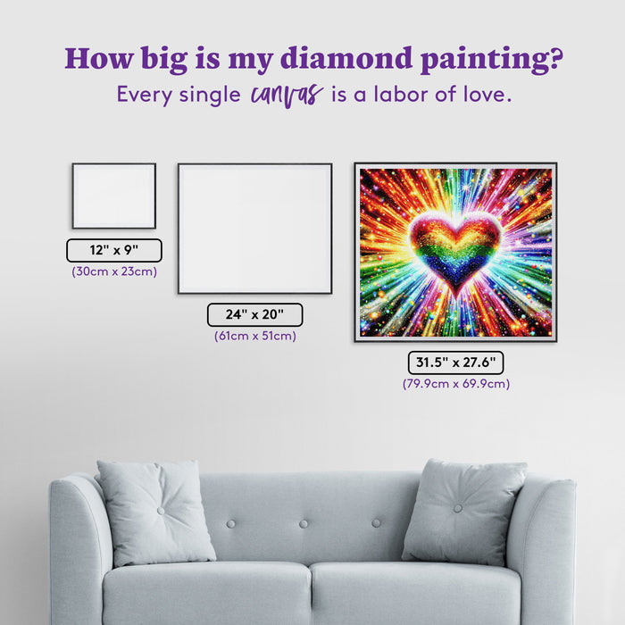 Diamond Painting With Love 31.5" x 27.6" (79.9cm x 69.9cm) / Square with 87 Colors including 5 ABs and 1 Electro Diamond and 6 Fairy Dust Diamonds / 90,201