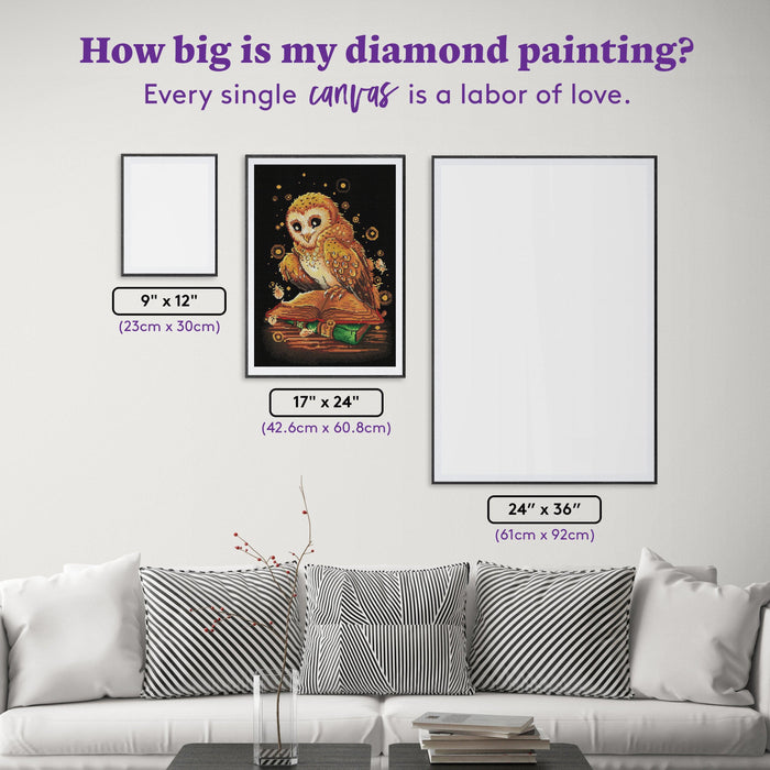Diamond Painting Witta the Owl 17" x 24" (42.6cm x 60.8cm) / Round with 29 Colors including 2 ABs and 1 Electro Diamonds / 32,984