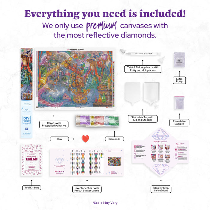 Diamond Painting Wizard's Spell 37" x 27.6" (94cm x 70cm) / Square with 88 Colors including 5 ABs and 3 Fairy Dust Diamonds / 105,937