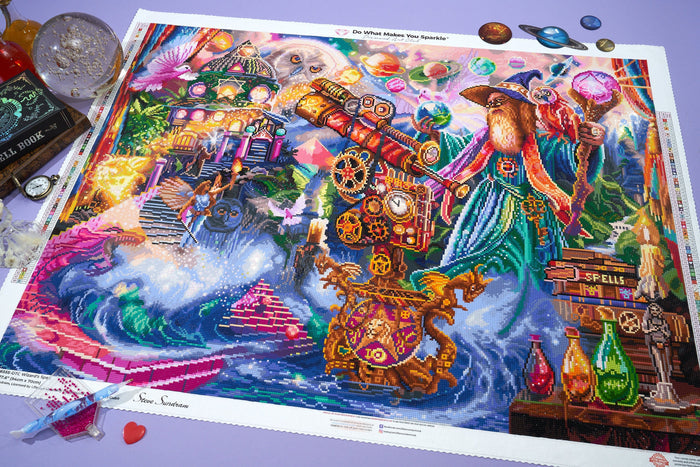 Diamond Painting Wizard's Spell 37" x 27.6" (94cm x 70cm) / Square with 88 Colors including 5 ABs and 3 Fairy Dust Diamonds / 105,937