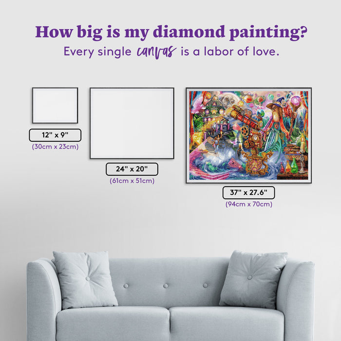 Diamond Painting Wizard's Spell 37" x 27.6" (94cm x 70cm) / Square with 88 Colors including 5 ABs and 3 Fairy Dust Diamonds / 105,937