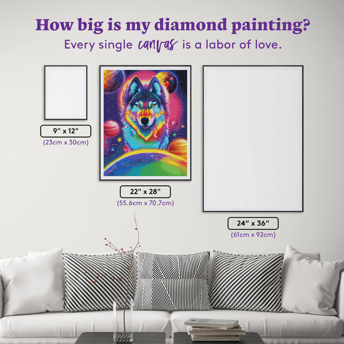 Diamond Painting Wolf of the World 22" x 28" (55.6cm x 70.7cm) / Round with 63 Colors including 3 ABs and 3 Fairy Dust Diamonds / 51,914